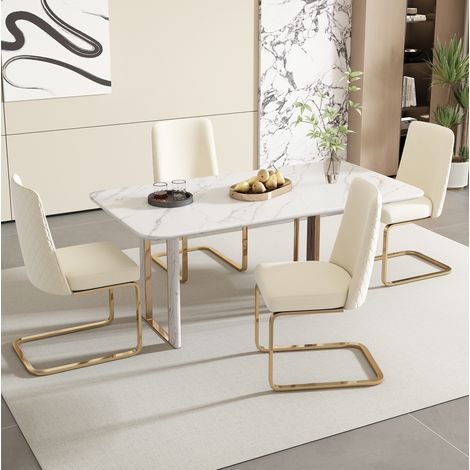 chaise salle a manger fauteuil salon lot 2 velours beige OKMYHOME (1/5)