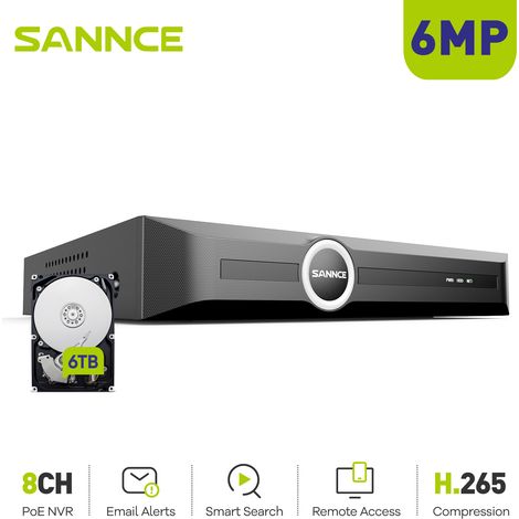 SANNCE NVR PoE 6MP 8 canali S+265, riproduzione intelligente e notifica con immagine allegata (1/5)