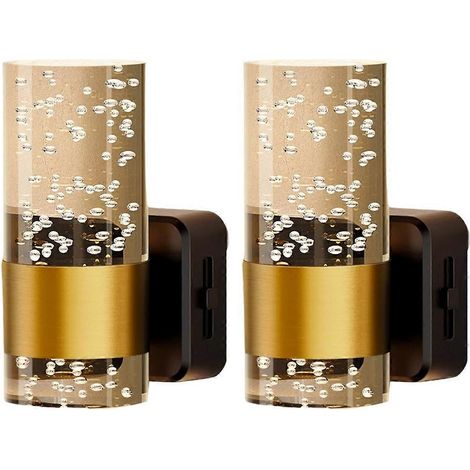 Lot de 2 veilleuses LED à brancher sur une prise murale avec luminosité réglable et allumage automatique.