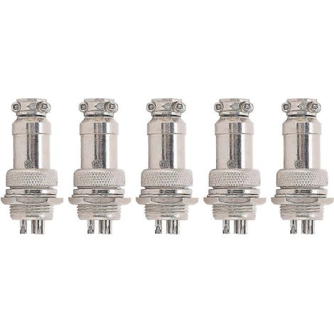 GX16 16mm 5-poliger Stecker, weiblicher und männlicher Stecker, Metallgehäusebefestigung, 450V Schalttafelsockel, 5-teiliges Set für industrielle Verkabelung. (1/5)