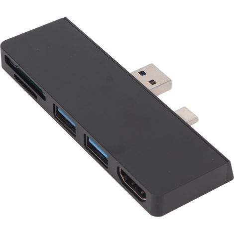 Hub USB-C 4K HDMI Transmission de Données Double Ports USB 3.0 5-en-2 pour Surface Pro 7 Noir (1/5)