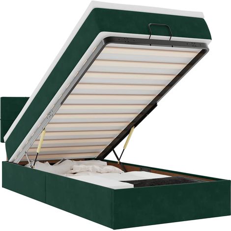 Maison Exclusive - Pouf Letto con Materasso e LED Verde Scuro 90x200cm in Velluto