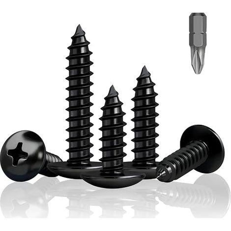 vis à tôle noires, M4 x 16mm vis à bois noires, vis à tête plate pour bois, vis noires pour panneaux acoustiques, vis galvanisées pour panneaux acoustiques, accessoires, foret (1/5)