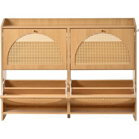 Scarpiera moderna in MDF 120 x 24 x 90 cm con 8 scomparti e 2 ganci (1/5)