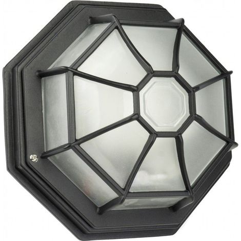 Außenwand- und Deckenleuchte 26,5 cm Aluminium und Glas 1xE27 schwarz IP44 SU-MA Retro K 3012/P SZ (1/4)