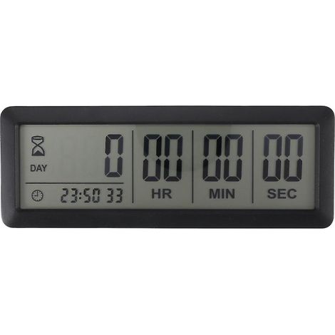 Reloj con cuenta regresiva de 999 días, ideal para exámenes, laboratorios, cocinas y otros lugares similares (negro). (1/5)