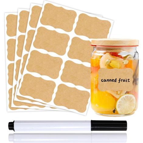 Étiquettes Adhésives Vintage en Papier Kraft Imperméables et Polyvalentes Idéales pour Cadeaux Pots , avec Stylo Verre Noir Blanc (1/5)