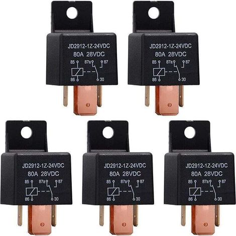 5 Pièces Relais 24V 80A 5 Broches, Automobile Relais JD2912-1Z-24V80A 28VSPDT Camion Bateau Van véhicules de commutateur (1/4)