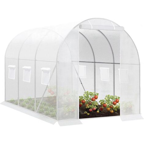 Serre en aluminium 300x200x200cm, polytunnel résistant à l'hiver pour la culture de tomates, légumes, plantes, maison avec porte, 6 fenêtres (1/5)
