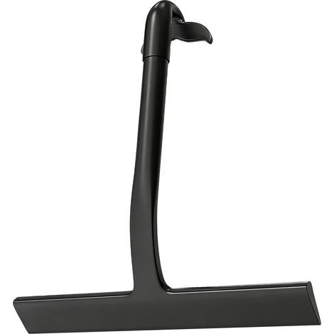 Shower squeegee for glass doors, one-piece molded silicone squeegee, with hook, cleaning tools (black). (1/5)