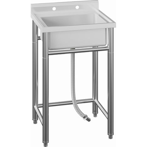 evier cuisine inox une cuve encastrable 53x53x84 cm pour restaurant garage buanderie (1/5)