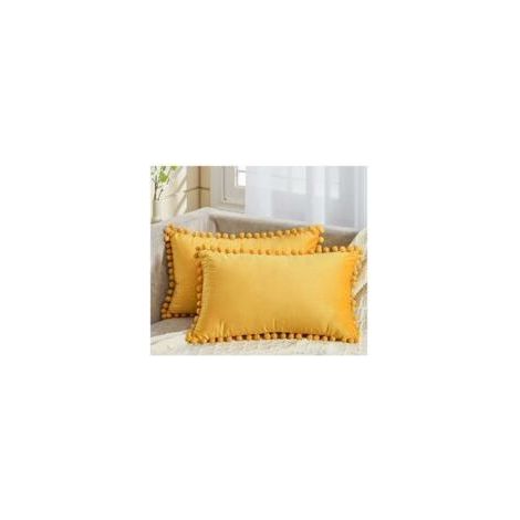 Housse Coussin 30x50 cm Jaune Moutarde Decoration Salon Maison Scandinave Lot de 2 Protege Oreiller Velours Doux Double Face Rectangulaire à Couleur Uni pour Coussin Fauteuil Bureau (1/5)