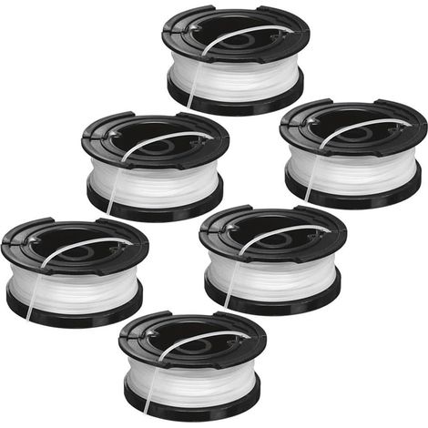 Lot de 6 bobines de fil pour débroussailleuse Decker A6481 ST4525 ST6600 ST7200 – Recharges de fil en nylon résistant de 1,6 mm pour débroussailleuse Noir (1/5)