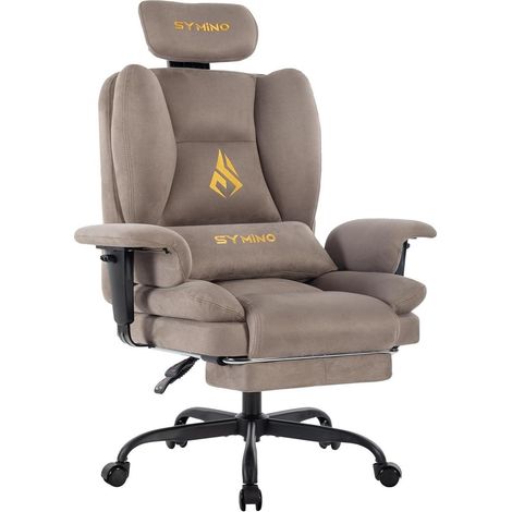 Gaming Stuhl ergonomisch Fußstütze höhenverstellbar Twill-stoff Braun (1/5)