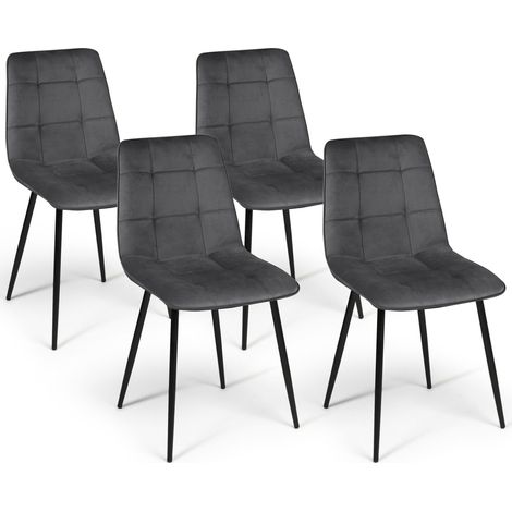 Set di 4 sedie da pranzo MILA in velluto grigio scuro (1/5)