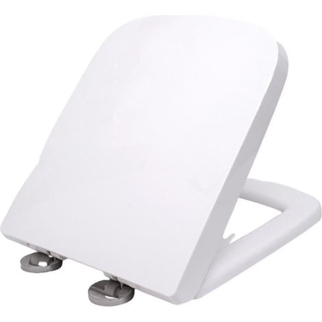 Abattant de toilette carré robuste avec charnières supérieures fixes à fermeture douce et à dégagement rapide pour un nettoyage facile (1/5)