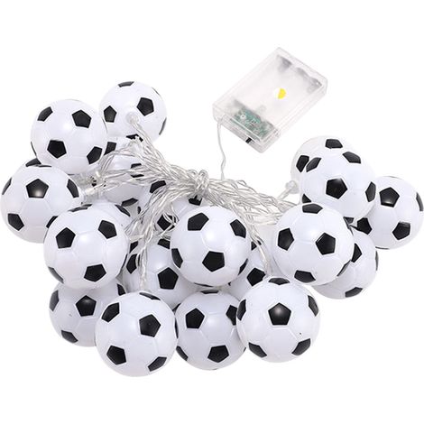Guirlande Lumineuse Football - 20 LED Étoiles - Décoration Chambre Enfants Noël Coupe Du Monde - Alimentation Piles AA - 5 cm (1/2)