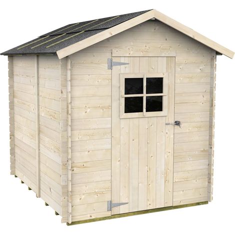 Abri de Jardin Bh16 Gaeta 178x218 en Bois d’épicéa naturel 16 mm avec porte simple vitrée, toit et plancher OSB3, montage facile, traitement autoclave, certification PEFC (1/5)