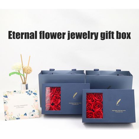 Rosen-Schmuckgeschenkbox mit echten, ewigen Rosen – handgefertigte Aufbewahrungsbox für Rosenschmuck, ideal für Freundin, Ehefrau, Hochzeit oder Muttertag (1/5)