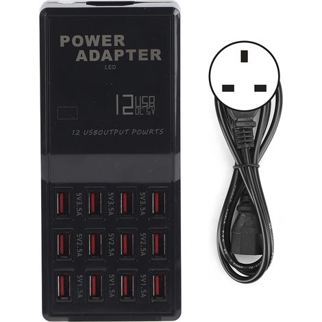 Chargeur USB multi-ports 12 prises rapide station hub pour téléphone tablette (110-240V) UK (1/5)