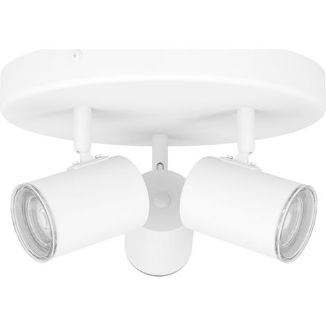 Spot Tondo Moderno Consuma 1 Acciaio Bianco 3 Luci Gu10 Ip44
