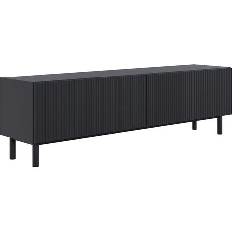 Selsey Veldio New – Mobile TV con frontale a doghe, Nero, 140 cm