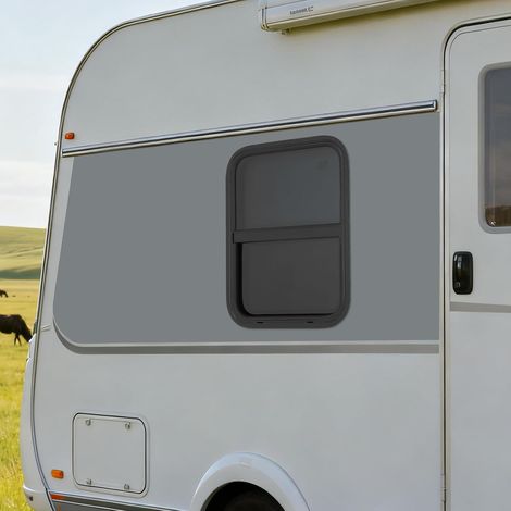 Wohnwagen Fenster 450x600mm, Vertikales Camper Schiebefenster Aluminiumrahmen, Wetterfest, mit Fliegengitter, Universelles für Van, Caravan, Wohnmobil (1/5)