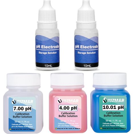 Kit de Solution D'étalonnage pH 7.00/4.00/10.01, avec solution de Stockage pour Sonde pH, Liquide Tampon D'étalonnage (1/5)