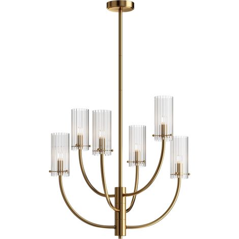 Maytoni Arco Plafonnier Néoclassique à Bras Multiples Laiton, Abat-Jour en Verre (1/9)