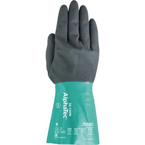 Guanto di protezione chimica Alpha-Tec 58-530W Taglia 10 verde/grigio EN 388.EN 374.EN 1149 Kat.III (confezione da 6) (1/3)