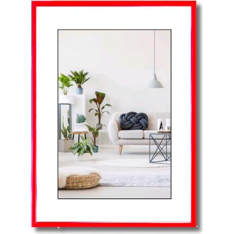Cornice Foto Stampe Portafoto Quadro Minimal HOOKER PVC Colore ROSSO 20x30 cm