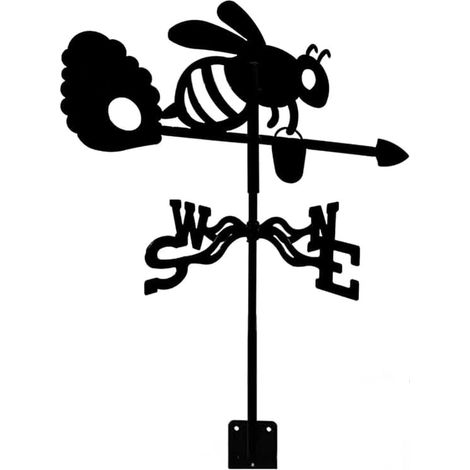 Veleta, indicador de dirección del viento en forma de abeja, veleta para jardín exterior adecuada para granjas, jardines y decoración de tejados.