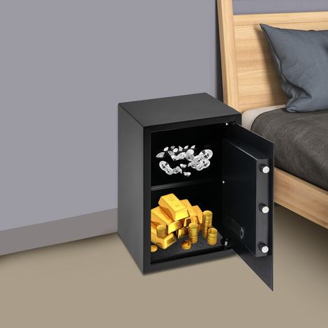 Großer Safe Tresor für Zuhause, Feuerfester Tresor mit Schlüssel Heimsafeschrank Aufbewahrung von Geld, Dokumente, Medikamenten