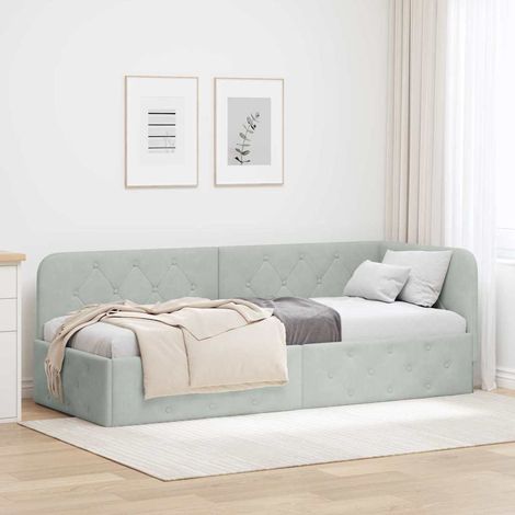 Eckbettgestell Hellgrau 80 x 200 cm Samt