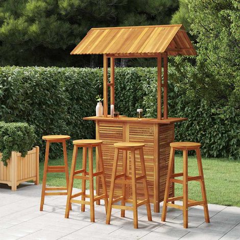 Ensemble de bar de jardin 5 pcs-Bar d'extérieur Bois d'acacia solide 916016 (1/5)