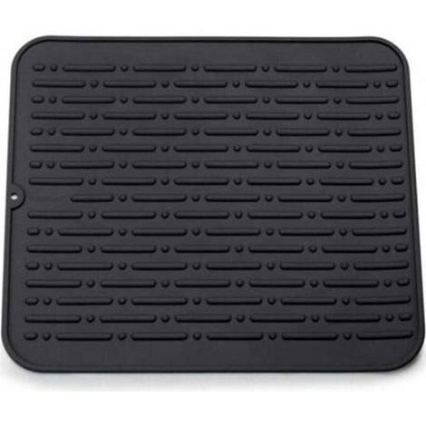 Tapis de séchage (noir) vaisselle XL silicone 45 x 40 cm, tapis de séchage pratique pour la cuisine de la salle à manger familiale (1/4)