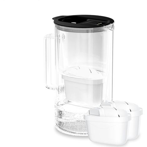 carafe filtrante en verre 2L avec compteur LED, 2 cartouche - Noir (1/5)