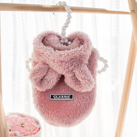 Nouveauté automne/hiver pour animaux de compagnie : Sweat-shirt à capuche en polaire à oreilles de lapin pour bouledogues français, chats et chiens (rose, 3XL)
