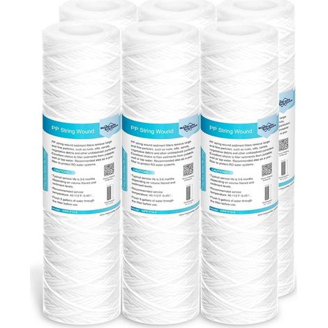 Cartouche Filtre À Eau - 10 Pouces - 20 Microns - Pour Osmose Inverse Et Filtration Toute La Maison - Lot De 6 (1/5)