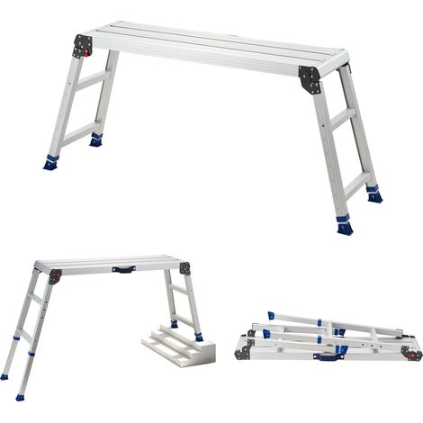 Mophorn Piattaforma di lavoro pieghevole con altezza regolabile da 58,4 a 87,6 cm, struttura portatile con piano in alluminio di 101,6 x 30,5 cm, capacità di carico fino a 226,8 kg (1/5)