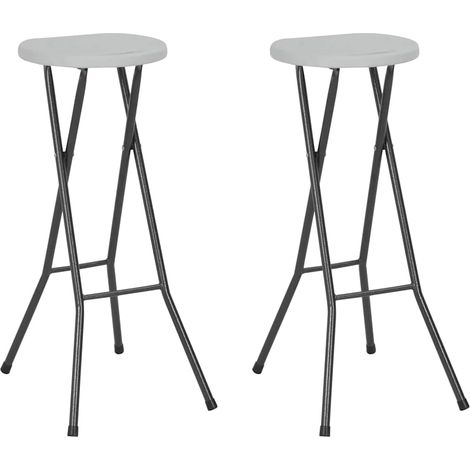 vidaXL Tabourets de bar pliables lot de 2 PEHD et acier Blanc (1/5)