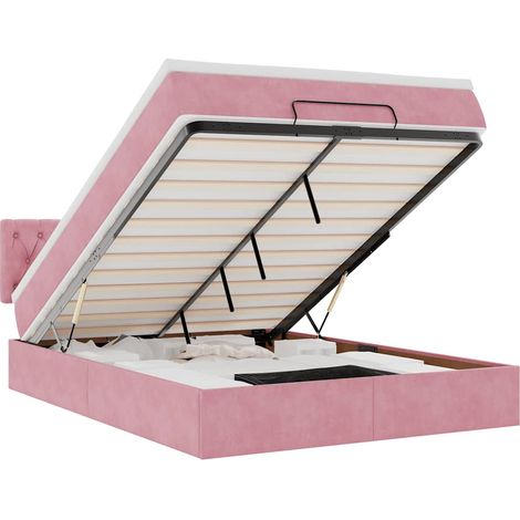 Maison Exclusive - Cadre de lit ottoman avec matelas rose 140x190 cm velours (1/5)