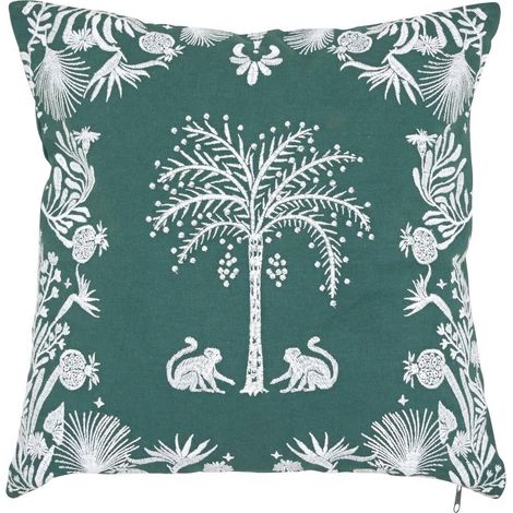 Coussin Déco Brodé "The Palm Resort" 45x45cm Vert