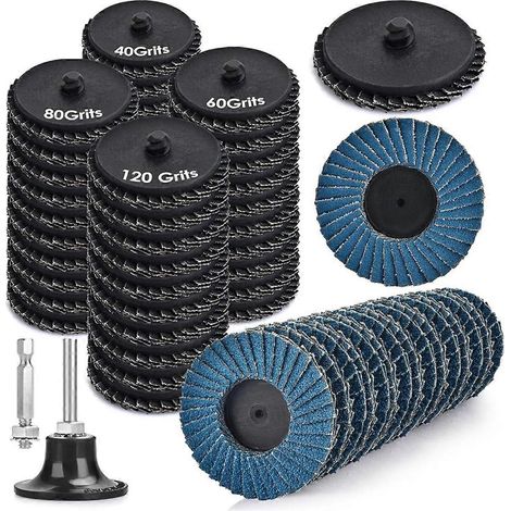 Disque à lamelles de 5 cm (2 pouces), 72 disques de ponçage pour meuleuse droite avec support de 6,35 mm (1/4 pouce). (1/5)