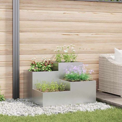 Gartenblumentopf Silber 100 x 100 x 60 cm Verzinkter Stahl