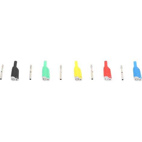 Juego de 5 conectores banana apilables de 4 mm - Aislados y codificados por colores para pruebas eléctricas (1/5)