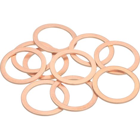 10Pcs Rondelle Métal Plate, M33 Rondelles Cuivre Joint, 33mm ID, 40mm OD, 1.5mm Épais D'Étanchéité Cuivre Kit D'Assortiment Rondelles Écrasées pour Boulons Vis Réparation (1/5)