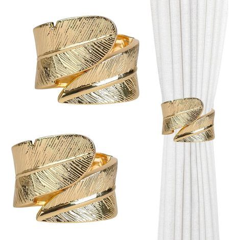 Attaches pour Rideaux en Métal Doré, Porte-Rideau Décoratif avec Système de Fixation - Accessoire Élégant pour Salon et Chambre d'enfant, Lot de 2 Pièces (1/5)