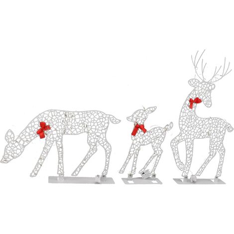 Ensemble de 3 décorations lumineuses de Noël représentant des rennes, en fer, avec lumière blanche chaude et LED. Décoration de table pour l'intérieur et l'extérieur. Cerfs lumineux - 01 (1/5)