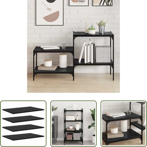 vidaXL Étagère en bois d'ingénierie - Étagère à livres 4 pcs Noir 60 x 40 x 1,5 cm Bois d'ingénierie (1/5)